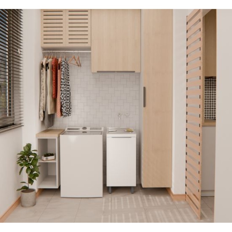 Kit Lavanderia Inox Mini Ghelplus 32 Litros Branco C/Valvula