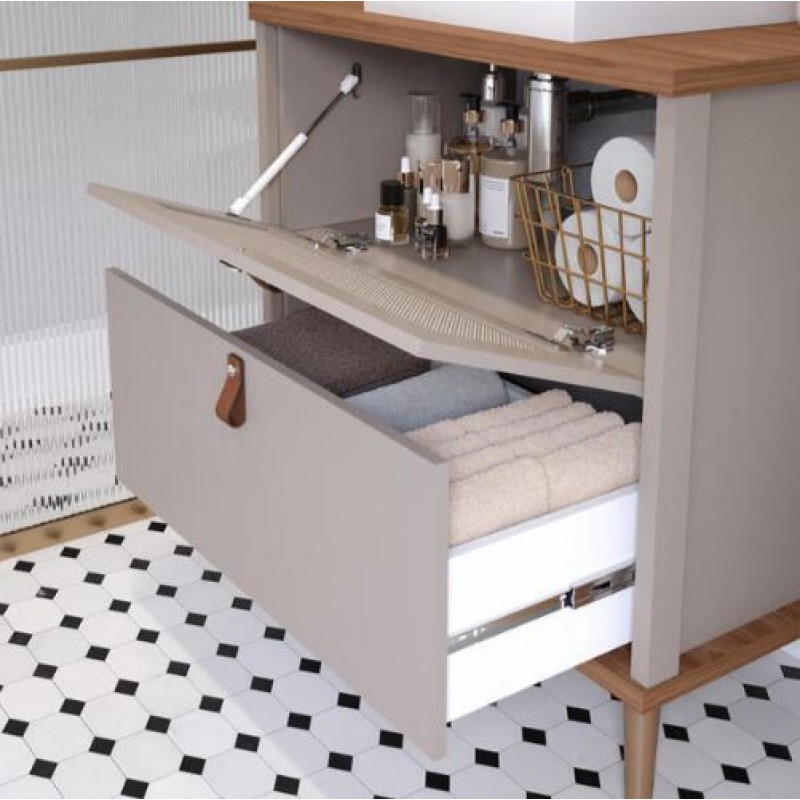 Gabinete Banheiro Veneto em Mdf 60 cm Mgm Cappuccino / Freijó