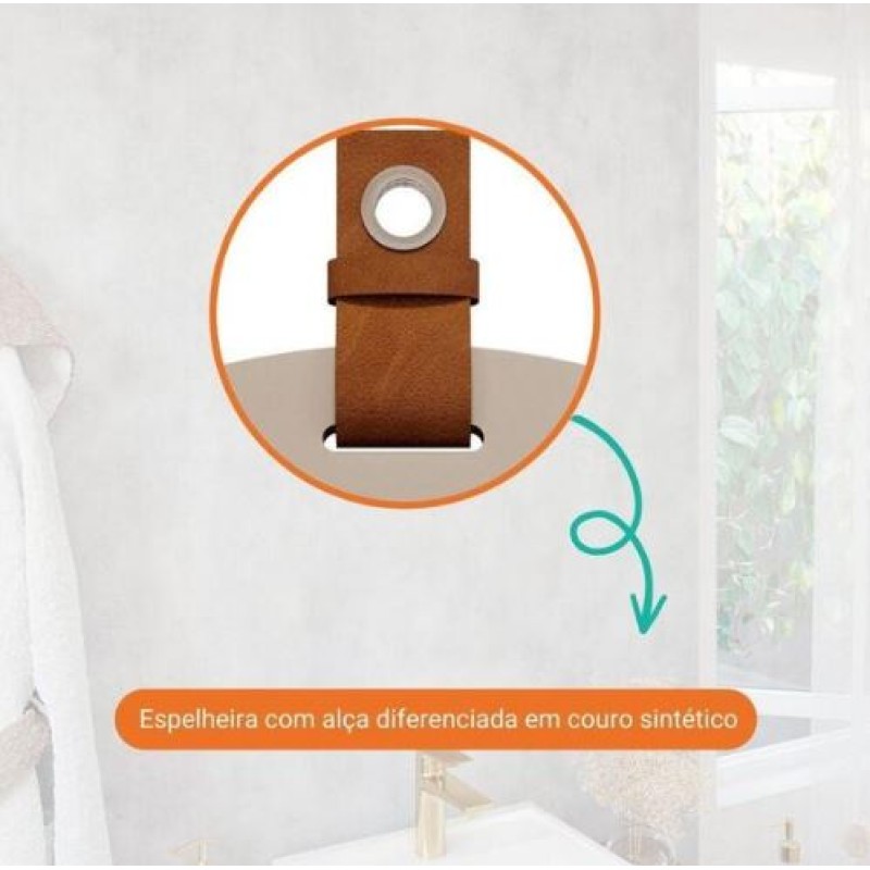 Espelheira Lua em Mdf Mgm 60 cm Cappuccino