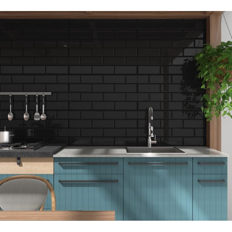 Revestimento Incopisos York Preto 339014 39cm x 75cm Brilhante