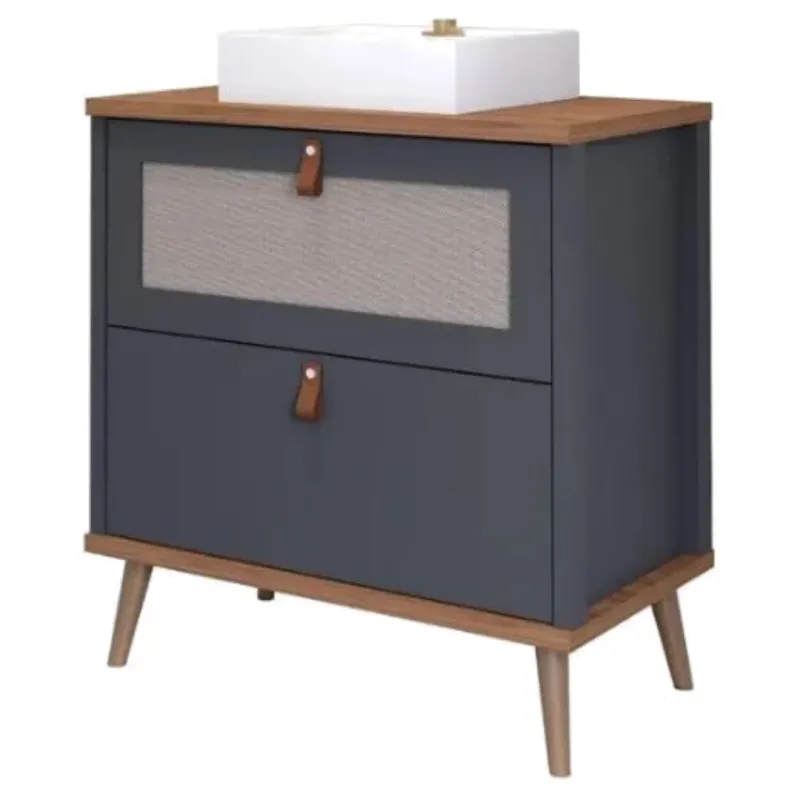 Gabinete Banheiro Veneto em Mdf 80 cm Mgm Freijo / Titanium