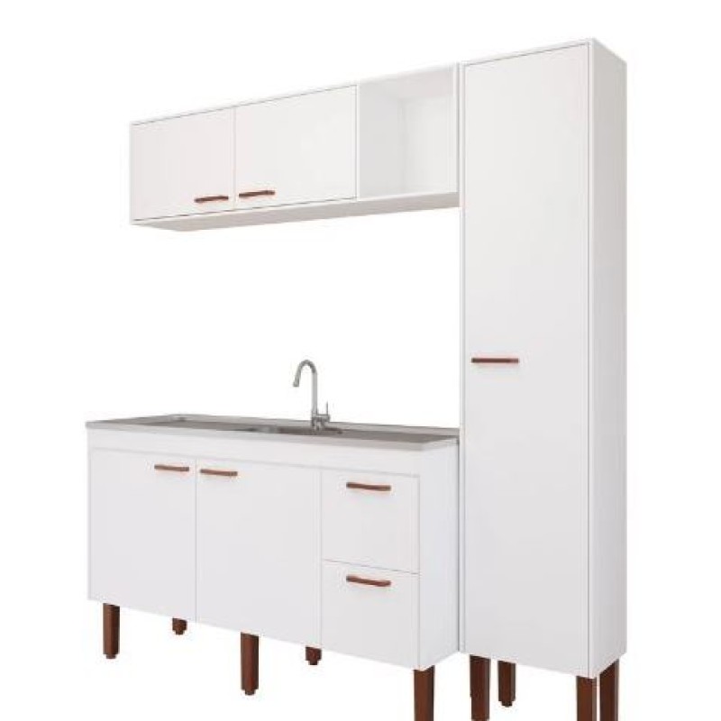 Paneleiro Cozinha Slim Mdf Mgm 205 cm x 42,4 cm Branco