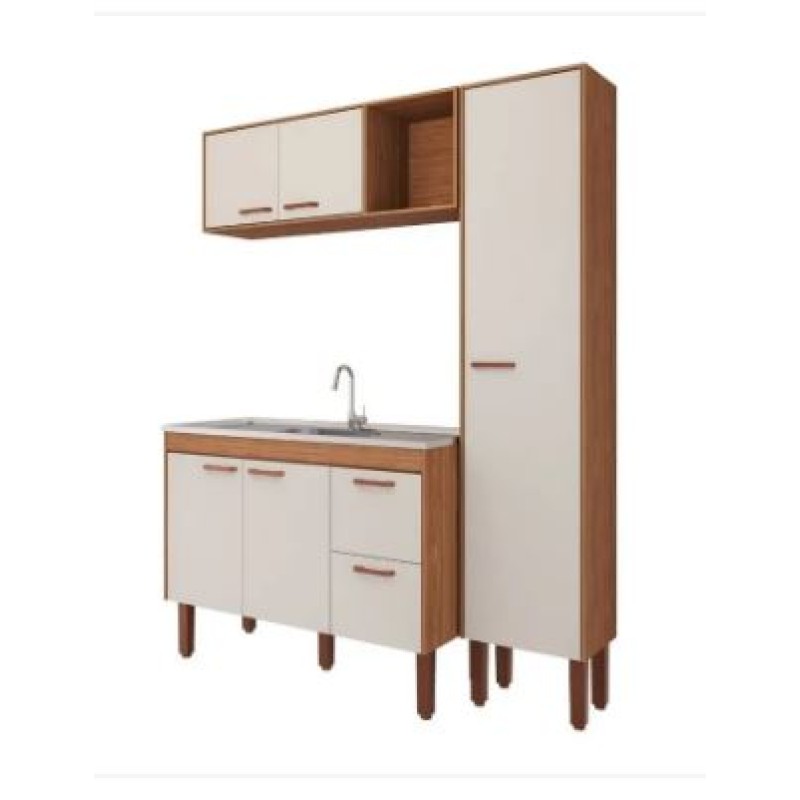 Balcão De Cozinha Slim Mdf 114 cm Mgm Freijo / Off White