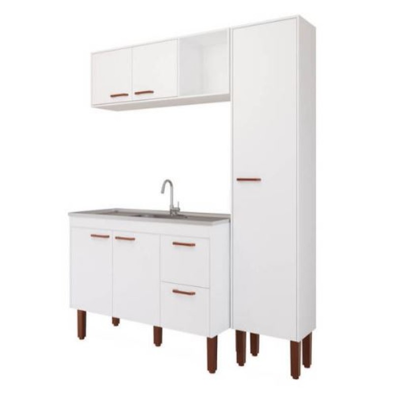 Balcão De Cozinha Slim Mdf 114 cm Mgm Branco