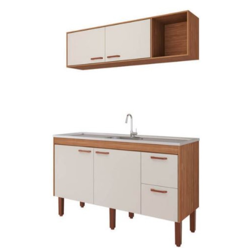 Balcão De Cozinha Slim Mdf 154 cm Mgm Freijo / Off White