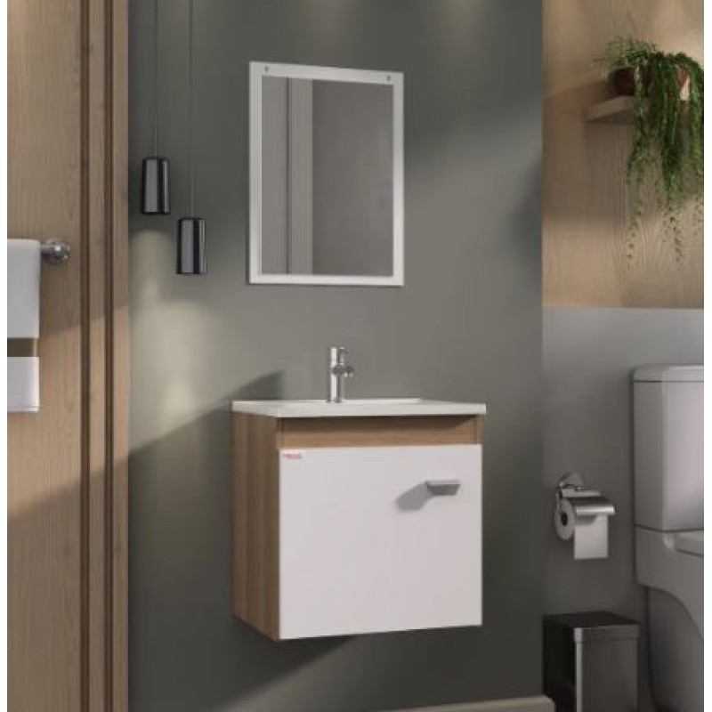 Conjunto Para Banheiro Fabribam Econômico 40 cm Branco/Nogal