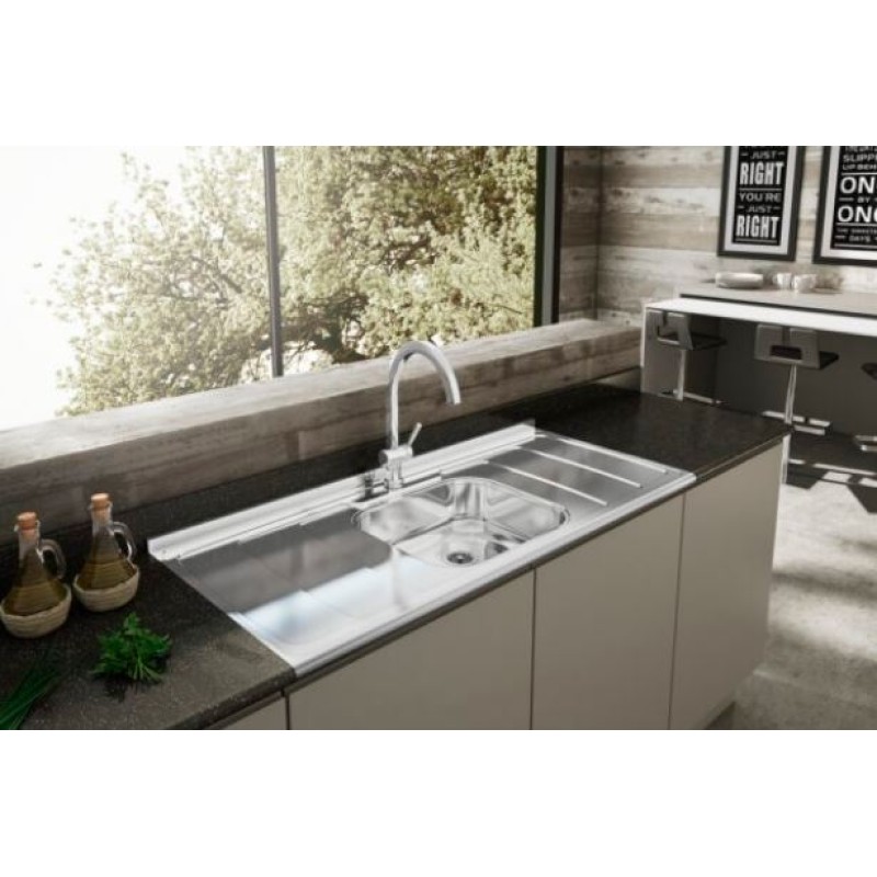 Pia Cozinha Inox Dubai Concreto Ghelplus 120 cm x 53 cm C/Valvula