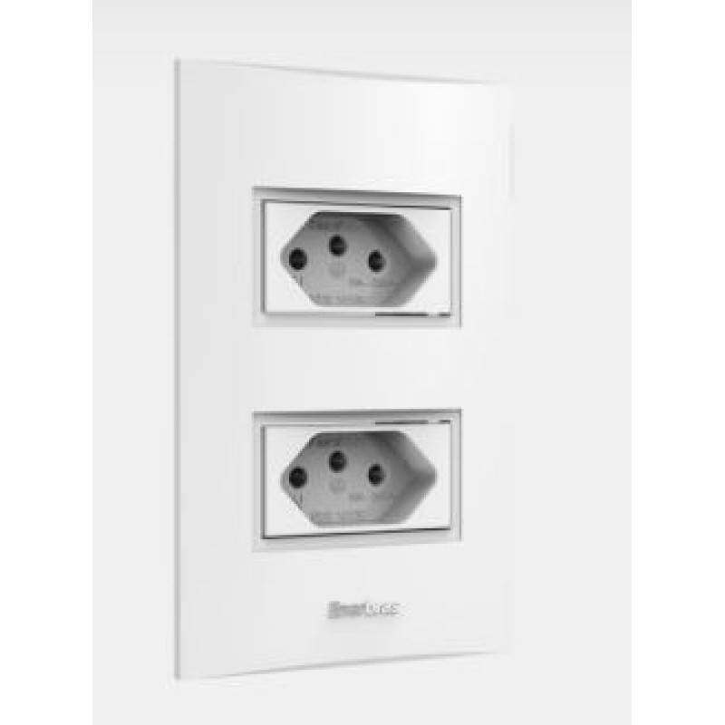 Conjunto Tomada Dupla 20 A Enerbras Beleze Branco Ref 1497-EN