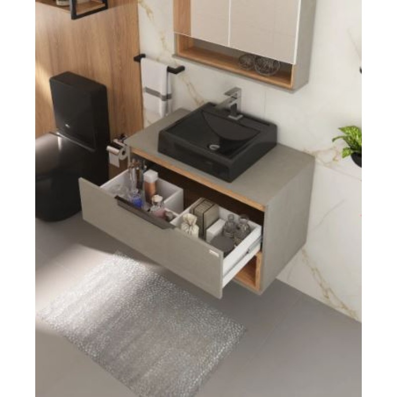 Conjunto Para Banheiro Fabribam Isadora 78 cm Grigio/Catedral