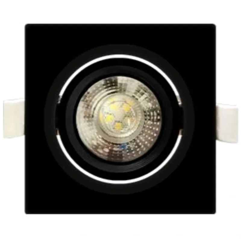 Spot Led Taschibra 5W Luz Amarela Quadrado Preto